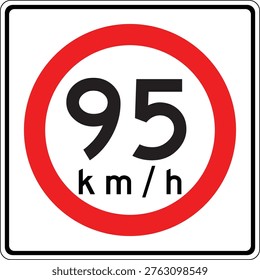 Mexico 95 km per hr Maxima Speed Limit Sign Vector