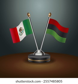 Mexico and African American table flags relation with gradient backgrund