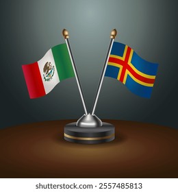 Mexico and Aland Islands table flags relation with gradient backgrund