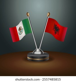 Mexico and Albania table flags relation with gradient backgrund