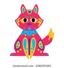 mexico alebrije craft cat illustration vector