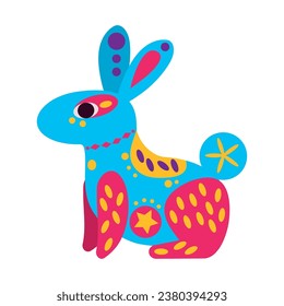 mexico alebrije rabbit illustration vector