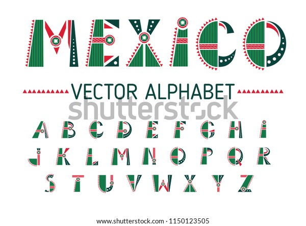 Mexico Alphabet Set National Flag Color Stock Vector (Royalty Free ...