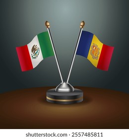 Mexico and Andorra table flags relation with gradient backgrund