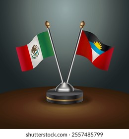 Mexico and Antigua and Barbuda table flags relation with gradient backgrund