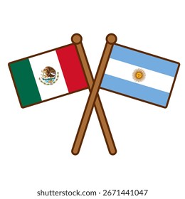 vetor de bandeiras cruzadas do méxico e da argentina sobre fundo branco
Sinalizadores de país vetorial interseccionando