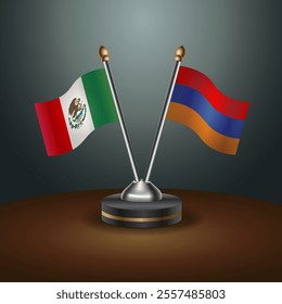 Mexico and Armenia table flags relation with gradient backgrund