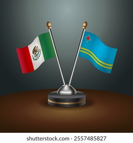 Mexico and Aruba table flags relation with gradient backgrund