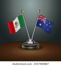 Mexico and Australia table flags relation with gradient backgrund