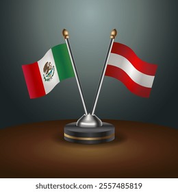 Mexico and Austria table flags relation with gradient backgrund