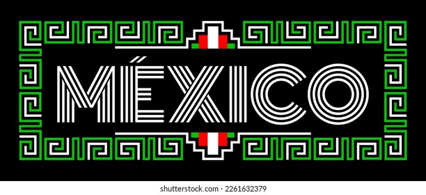 Mexico Aztec Maya lines design elements traditional colors 