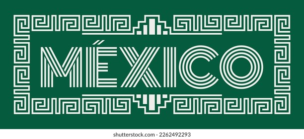 Mexico Aztec Maya lines design elements traditional colors 