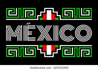 Mexico Aztec Maya lines elements design flag colors