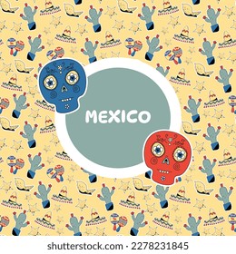 Mexico background, banner with design for the Mexican holiday.Poster with traditional mexican symbols