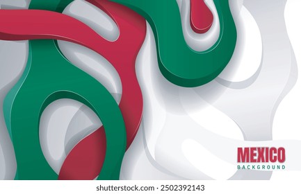 Mexico background design with simple 3d style of fluid in white background. Good template for mexico independence day or national day campaign