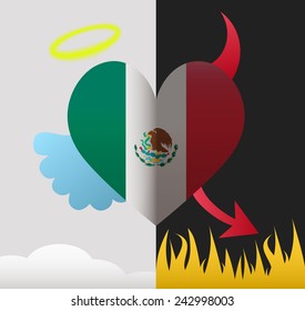 Mexico background of a heart half demon half angel