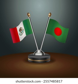 Mexico and Bangladesh table flags relation with gradient backgrund