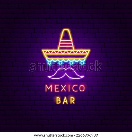 Mexico Bar Neon Label. Vector Illustration of Hispanic Religion Holiday Glowing Led Electric Light.