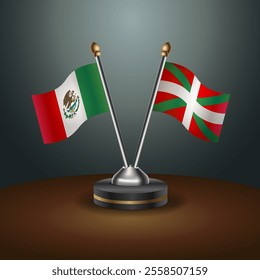 Mexico and Basque lands table flags relation  with gradient backgrund. Vector Illustration