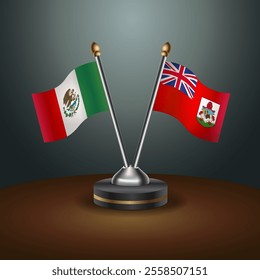 Mexico and Bermuda table flags relation  with gradient backgrund. Vector Illustration