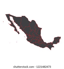 Mexico black map on white background vector