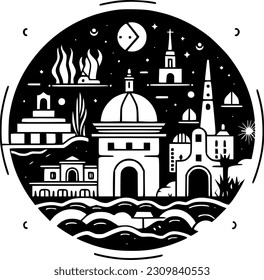 Mexico - Black and White Isolated Icon - Vector illustration