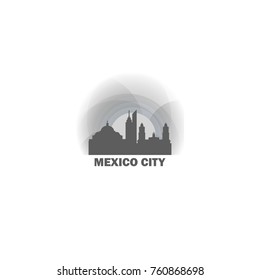 Mexico black white sunrise sunset city panorama landscape horizon buildings skyline flat icon logo
