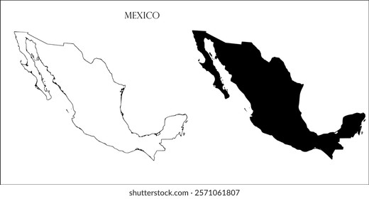 Mexico Blank Map, Mexico Map Outline Vector Images