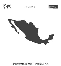 Mexico Blank Vector Map Isolated on White Background. High-Detailed Black Silhouette Map of Mexico.