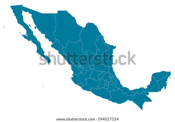 Mexico Blue Map Vector Stock Vector (Royalty Free) 594027524 | Shutterstock