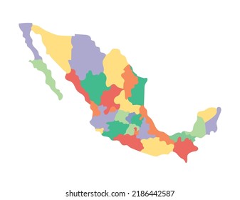 Mexico Border Map Over White