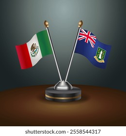 Mexico and British Virgin Islands table flags relation  with gradient backgrund. Vector Illustration