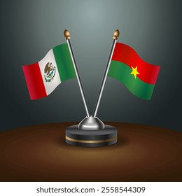 Mexico and Burkina table flags relation  with gradient backgrund. Vector Illustration