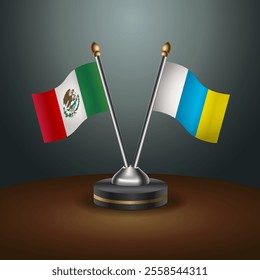 Mexico and Canary Islands table flags relation  with gradient backgrund. Vector Illustration