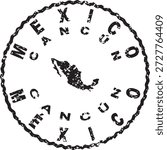 Mexico Cancun Round Seal Map Design