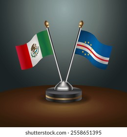 Mexico and Cape Verde table flags relation  with gradient backgrund. Vector Illustration