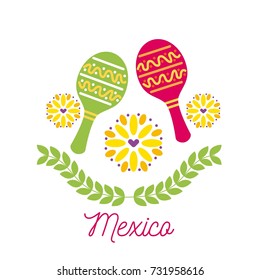 mexico card maraca flowers festival carnival invitation