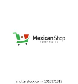 Mexico Cart Flag Logo Icon, mexican online shopping market logo icon