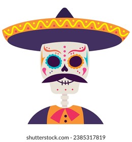 mexico catrina cartoon illustration isolated