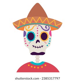 mexico catrina with hat illustration isolated