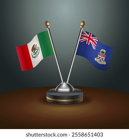 Mexico and Cayman Islands table flags relation  with gradient backgrund. Vector Illustration