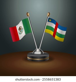 Mexico and Central African Republic table flags relation  with gradient backgrund. Vector Illustration