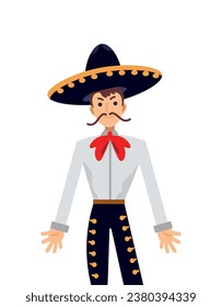 mexico charro with hat illustration