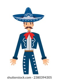 mexico charro with sombrero illustration