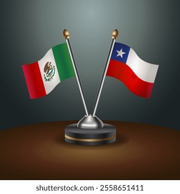 Mexico and Chile table flags relation  with gradient backgrund. Vector Illustration