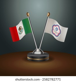 Mexico and China Taipei table flags relation with gradient backgrund