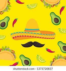 Mexico cinco de mayo cartoons background pattern vector digital image illustration