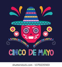 Mexico cinco de mayo celebration card with native cartoons vector digital image illustration