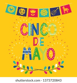 Mexico cinco de mayo celebration card with native cartoons vector digital image illustration