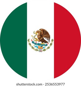 Mexico Circle Flag, Circle Flag of Mexico, Vector Images